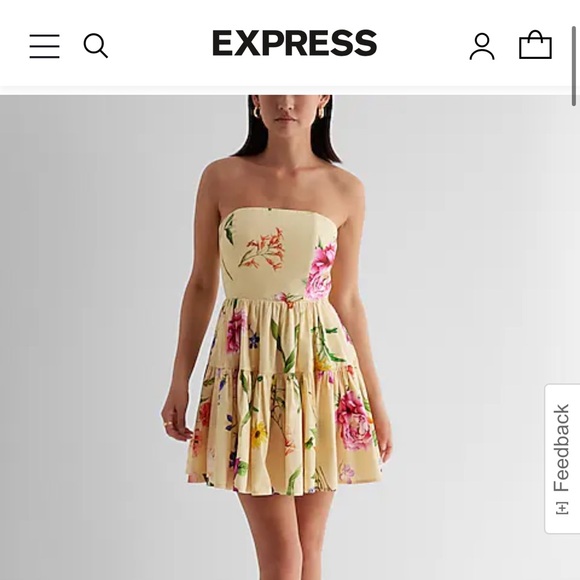 Express Floral Strapless Tiered Poplin Mini Dress - Picture 2 of 3